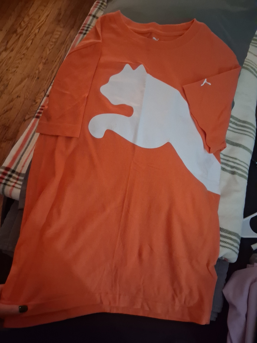 Puma Orange Tee with Large White Puma Graphic
